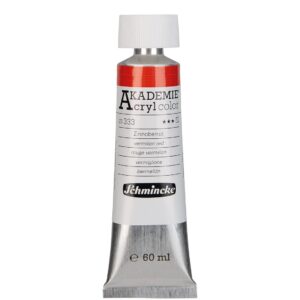 Schmincke - AKADEMIE® Acryl color, rouge vermillon en tube de 60 ml, 23333011, peinture acrylique pour artistes, brillante, très résistante à la lumière et sans cadmium, pour la peinture acrylique, mi
