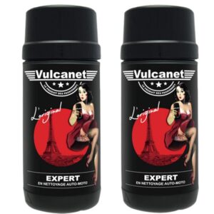 2 x Vulcanet Chiffons de Nettoyage Voiture Moto + Chiffon Microfibre (2) Chiffons Nettoyage Nettoyage Voiture Moto toutes les surfaces sans risque de rayures, sans eau, sans équipement