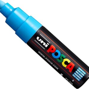 Uni POSCA PC-7M Paint Marker - marqueur – Large Pointe 4,5-5,5 mm – 15 couleurs bleu clair