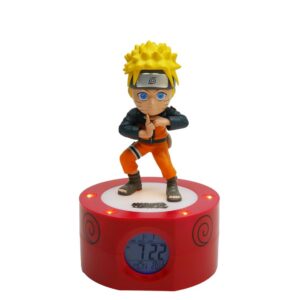 TEKNOFUN - Licence Naruto Shippuden - Réveil Lumineux Naruto Réveil Numérique 18 cm - Noire, Orange, Jaune - Fonctionne 3 x AAA/Secteur - Câble USB (Inclus) - Bleu - Dès 6 Ans - 811607