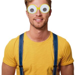 FIESTAS GUIRCA | Lunettes Gros Yeux de Jeux Vidéo - Accessoire pour Costume de Gamer et Cosplay - Idéal pour Fêtes Costumées, Halloween et Carnaval (Unisexe Adulte) - Blanc Noir