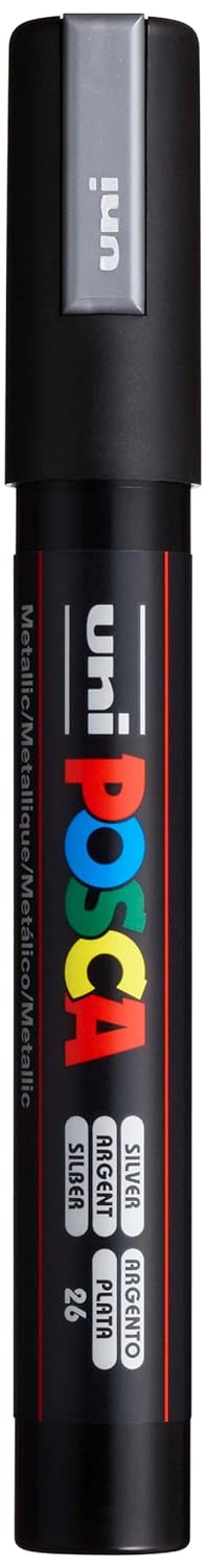 Uni-Ball 182511 - Marqueur POSCA à pointe ogive moyenne, argenté