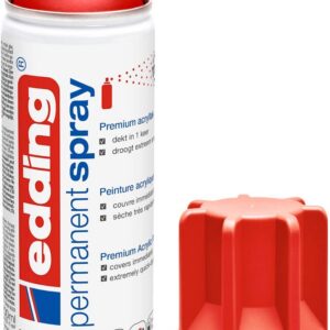edding 5200 spray permanent - rouge trafic mat - 200 ml - peinture acrylique pour peindre ou décorer verre, métal, bois, céramique, plastique, toile - peinture acrylique en aérosol