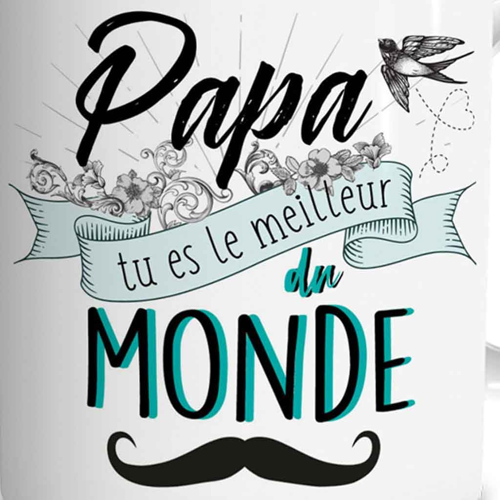 PAPA TU ES LE MEILLEUR DU MONDE — Mug en céramique blanc – Image 2