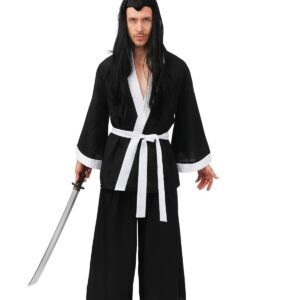 P’TIT CLOWN - Déguisement Kimono Adulte - Déguisement Adulte Manga, Cosplay, Anime, Carnaval, Halloween, Fête Costumée - Noir (L-XL)