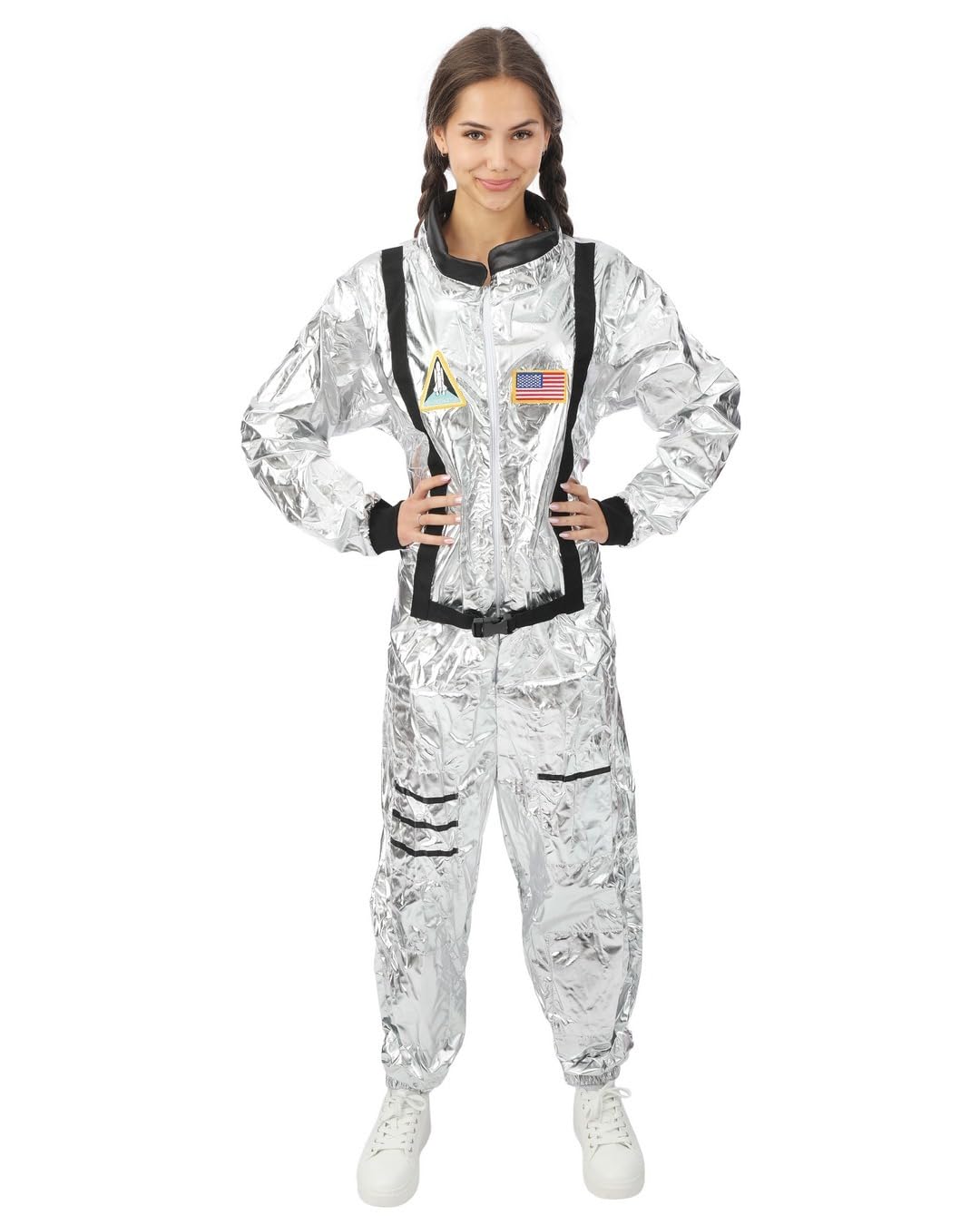 P’TIT CLOWN - Déguisement Astronaute - Costume pour Adulte - Parfait pour Carnaval, Fêtes Costumées et Évènements à Thème - Confortable et Réaliste - Polyester - Gris
