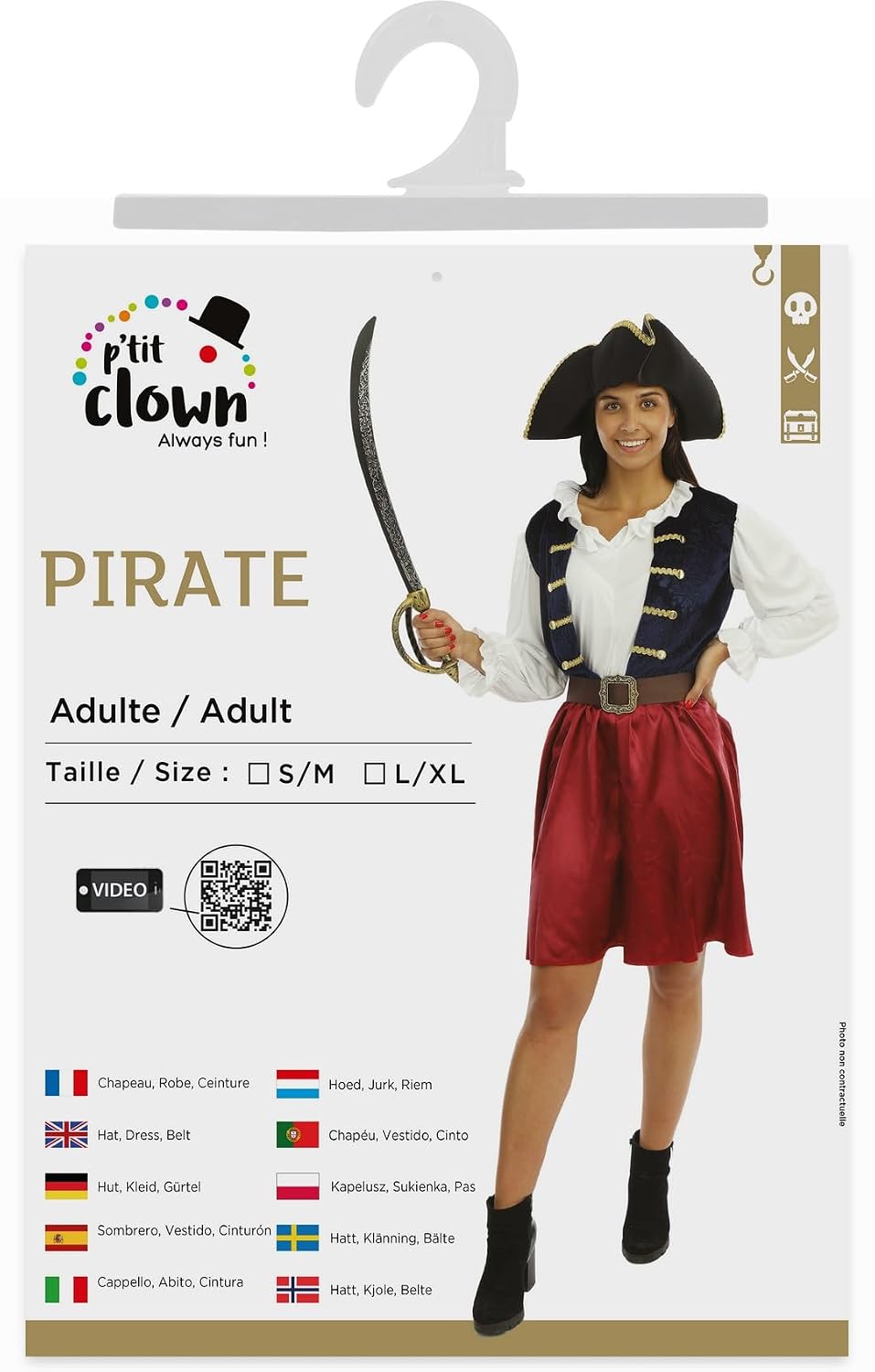 P'TIT CLOWN — Costume pirate femme bleu L/XL – Image 5