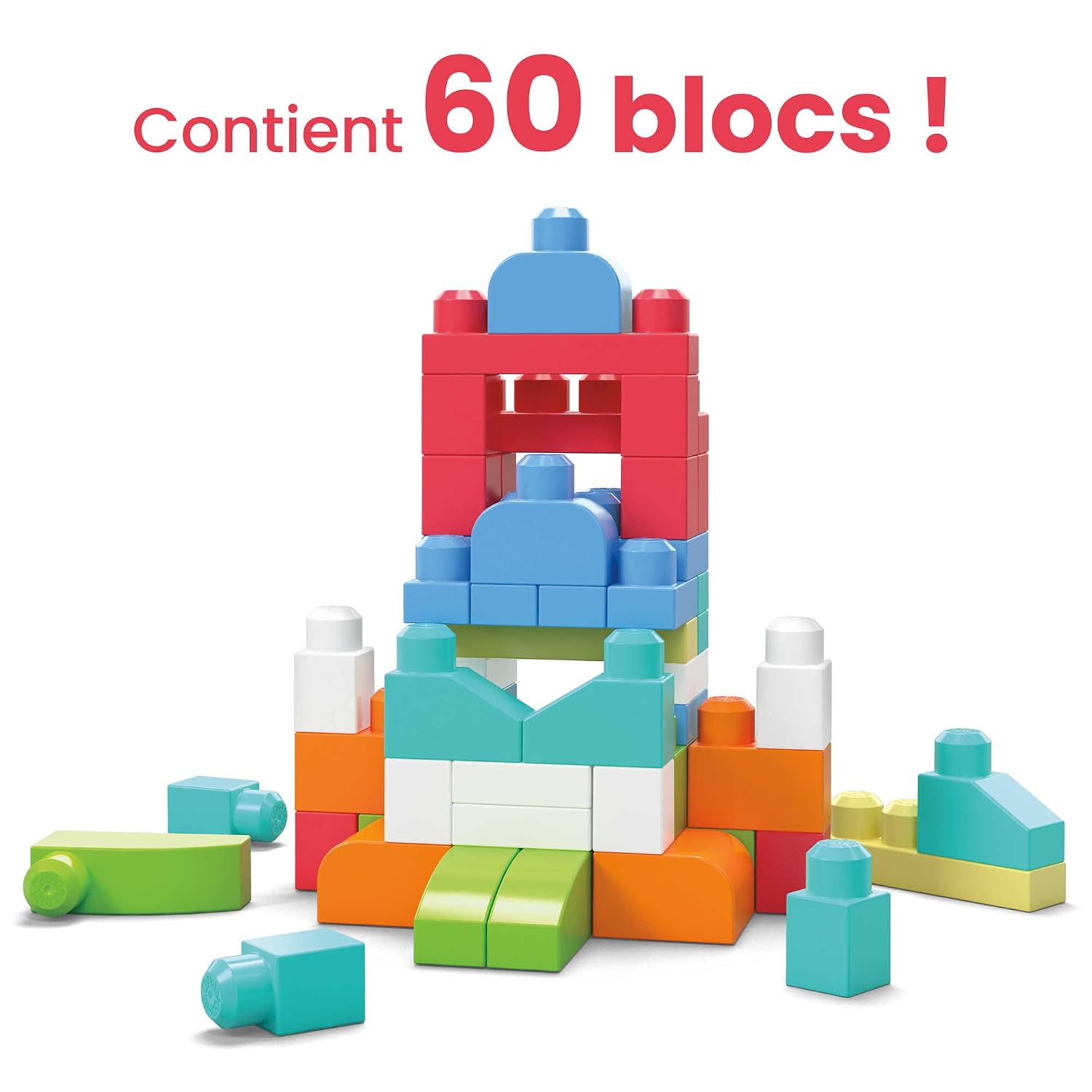 MEGA BLOKS — Sac de 60 Blocs de Construction Rose – Image 2