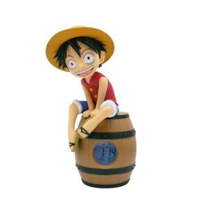 TEKNOFUN - Réveil One Piece Officiel - Modèle Luffy Tonneau avec Figurine - Écran Digital Rétro-Éclairé - Alarme et Affichage de l’Heure Fan Manga - 811644