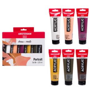Amsterdam Standard Series Peinture Acrylique | Set Portrait (6 x 120 ml) | Couleurs de Mélange pour Différents Tons de Peau