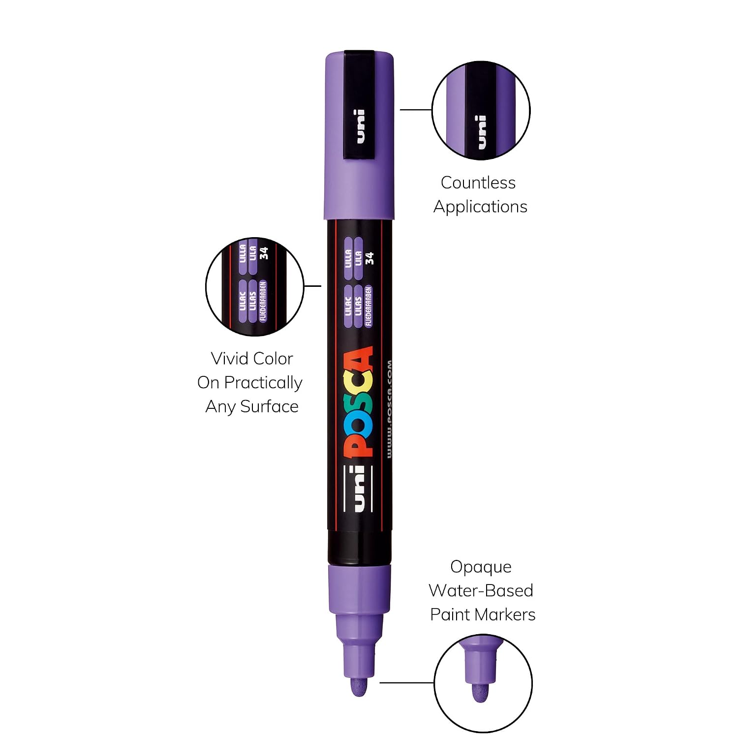 POSCA PC-5M — Marqueur peinture lilac 2,5 mm – Image 2