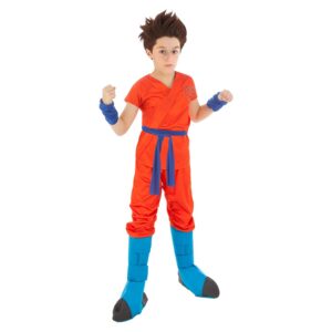 Chaks - Costume Goku Super Saiyajin Dieu pour garçons, tenue officielle Dragon Ball, ensemble anime 7 pièces pour carnaval et Comic Con