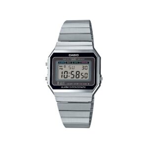Casio Montre Quartz Unisexe 36.00mm avec Cadran LCD Digitale et Bracelet en Bracelet en Acier Argent A700WE-1AEF