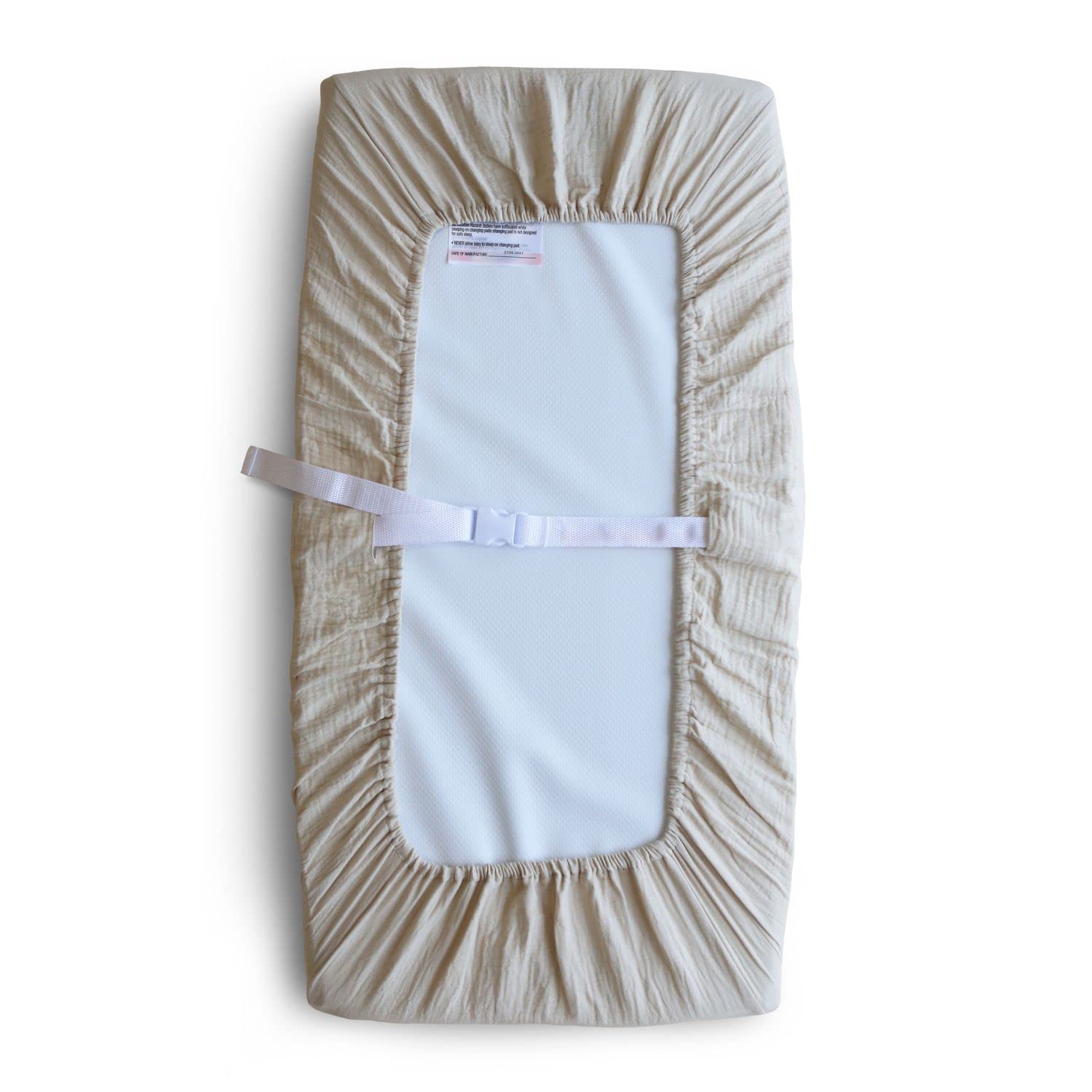 Mushie Housse de Matelas à Langer Lavable | 70x45 Cm | Convient pour Matelas à Langer Standard | Sangles de Sécurité Réglables | Accessoires pour Bébé, Jeunes Enfants Garçons et Filles | Fog