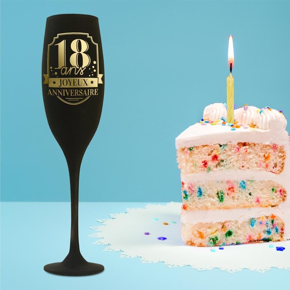 STC — Flûte d’anniversaire 18 ans noire et or – Image 2