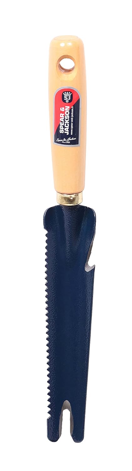 Spear & Jackson 50048 Couteau Déherbeur Dentelé et Affûté Manche Bois à dents et embouts, vert, 32,3 cm
