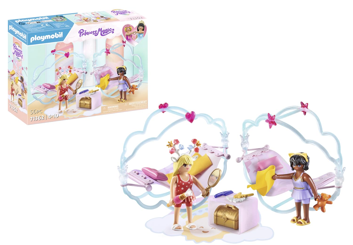 Playmobil 71362 Chambre de Princesses, Comprend Deux Princesses, Deux Lits à Bascule, Un Coffre et de Nombreux Autres Accessoires, Gamme Princess Magic pour Enfants dès 4 Ans