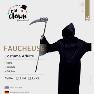 Alternative view of P'TIT CLOWN — Costume Faucheuse Adulte T.L/XL