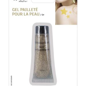P'TIT CLOWN - 77701 - Gel Pailleté pour la Peau - Or - 20 ml - Maquillage Visage Adulte - Make-up - Peinture Corporelle - Non Toxique - Festival, Carnaval, Halloween, Anniversaire, Cosplay