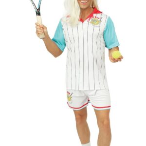 P'TIT CLOWN - Costume Joueur de Tennis - Déguisement Sportif Adulte - Parfait pour Tenue Carnaval, Fêtes Costumées, Halloween, Soirées à Thème, Cosplay - Polyester - Blanc (L-XL)