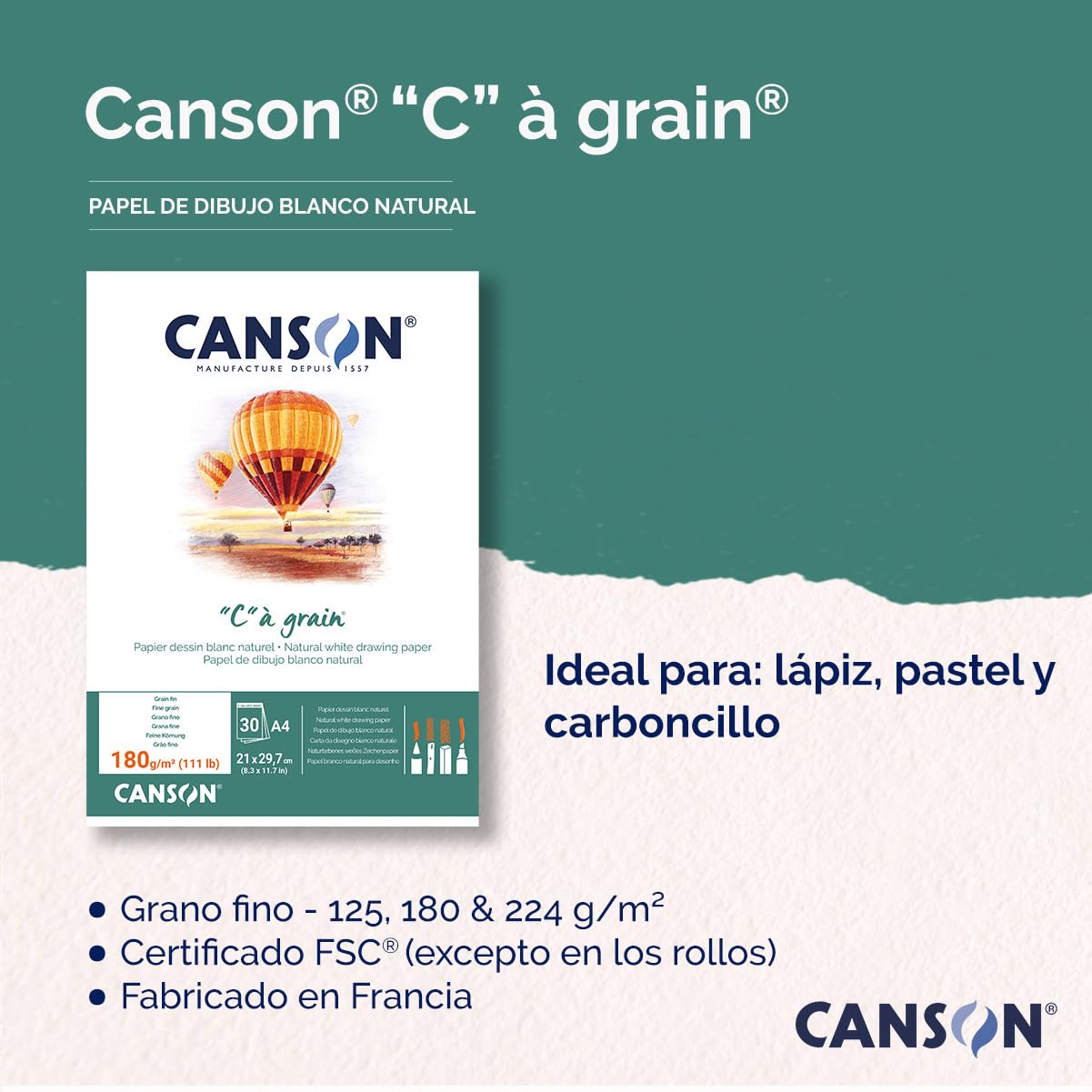 CANSON C à Grain — Bloc papier dessin A4 30 feuilles – Image 5