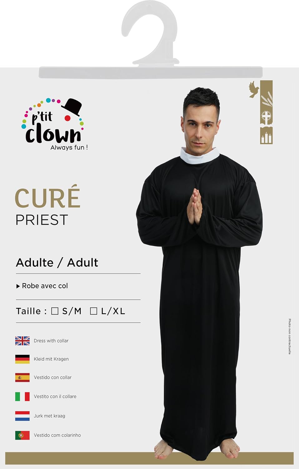 P'TIT CLOWN — Déguisement de Curé Adulte – Image 5