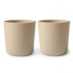 mushie Tasse de vaisselle pour enfants | Ensemble de 2 tasses de table réutilisables | Résistantes au lave-vaisselle et au micro-ondes | Facile à tenir pour l'enfant Fabriqué au Danemark | Vanilla