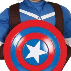 FIESTAS GUIRCA | Bouclier avec Étoile (32 cm) - Accessoire Enfant pour Costume de Super-héros et Vilain - Idéal pour Fêtes Costumées et Carnaval - Garçon - Rouge et Bleu