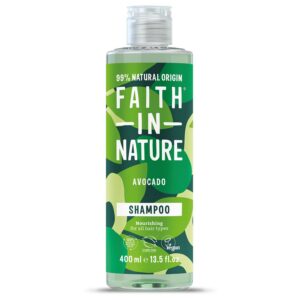 Faith in Nature Shampoing Naturel Avocat, Nourissant, Végan et Respectueux des Animaux, Sans Parabènes et Sans SLS, Tous Types de Cheveux, 400ml