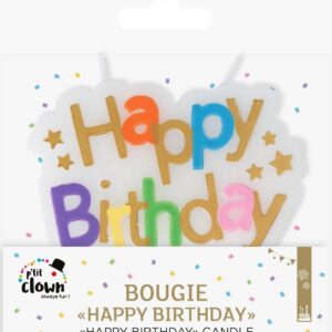 Alternative view of P'TIT CLOWN — Bougie Happy Birthday multicolore