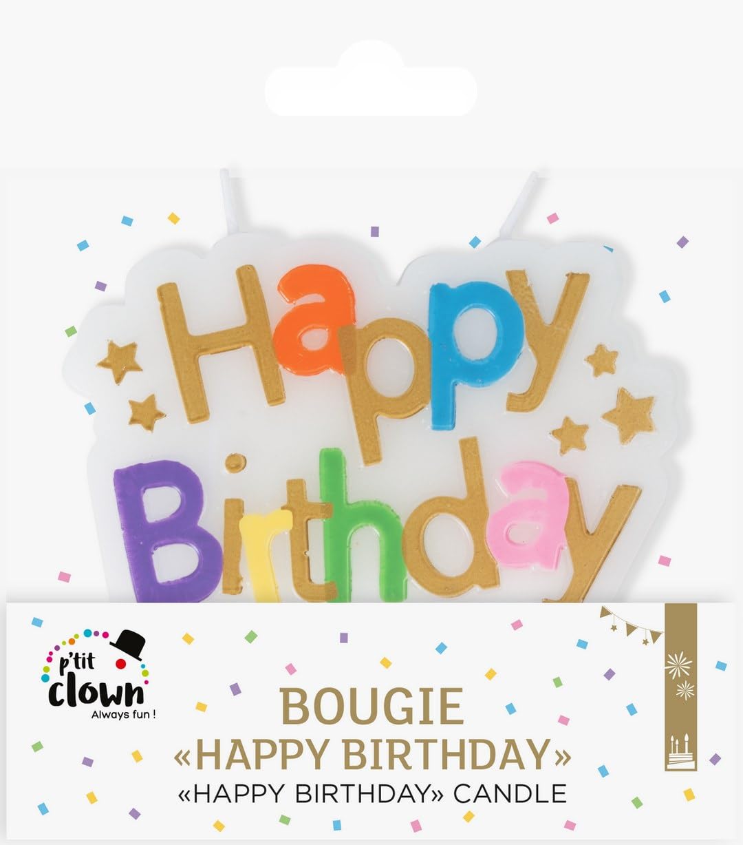 P'TIT CLOWN — Bougie Happy Birthday multicolore – Image 2