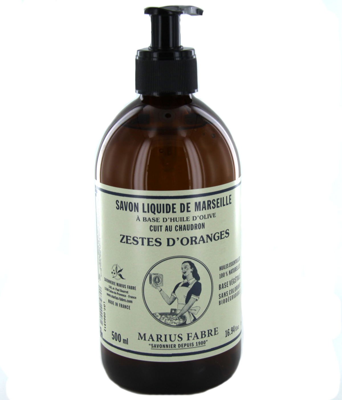 Marius Fabre Nature Savon écorce d'orange avec pompe, 500 Ml