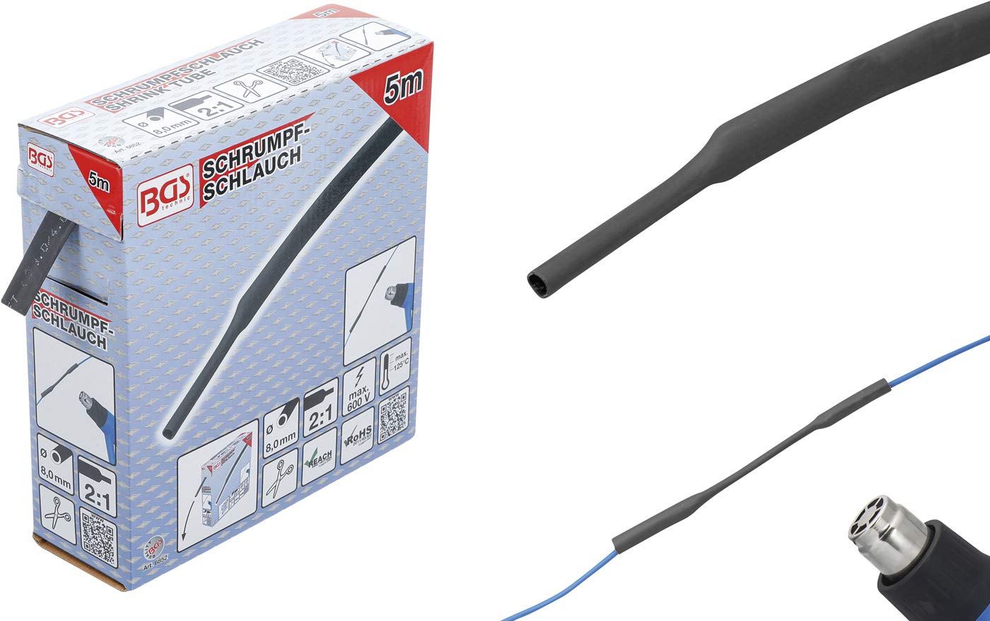 BGS — Gaine thermorétractable noire Ø 8 mm 5 m – Image 4