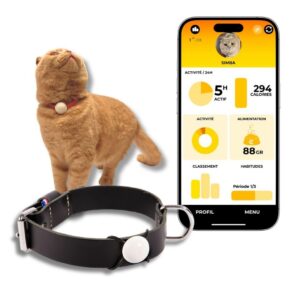 martin Coach - Traqueur d’activité et Nutrition pour Chat - Pendentif connecté Bluetooth avec Application Mobile - Suivi santé, Alimentation et localisation sans abonnement