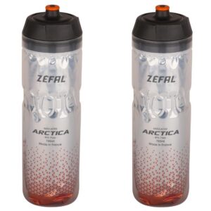 ZEFAL Pack Arctica 75 - Lot de Deux Bidons Vélo 750 ML - Gourde Vélo Isotherme - Inodore et Etanche - Bidon Sport sans BPA - Argent/Orange