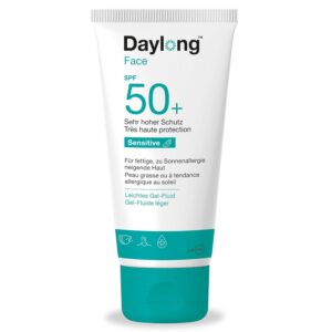 Daylong Sensitive Crème Solaire Gel-Fluide SPF50+, Visage et corps, Peaux très sensibles à tendance allergiques au soleil, 50ml