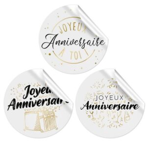 STC - 18 Autocollants Ronds Joyeux Anniversaire