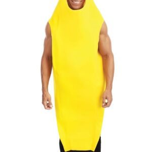 P'TIT CLOWN - 66767 - Costume Banane Adulte - Unisexe - Déguisement Fruit et Légume - Pour Carnaval, Halloween, Cosplay, Fêtes Costumées et Évènements à Thème - Polyester - Taille Unique - Jaune