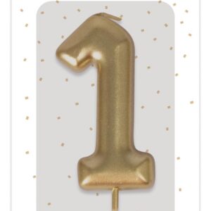 P'TIT CLOWN - Bougie Anniversaire Numérotée - Parfaite pour Décoration Gâteau - Fête Enfant, Adulte, Birthday Party (Or, 1)