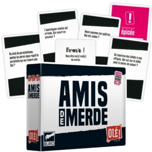 Olé! Studio Amis DE Merde – Le Jeu Qui ruine Vos amitiés ! Qui Sera l’ami de Merde de la soirée ? - Jeu de Cartes - Jeu de société Amusant pour Adultes - Idée Cadeau, Noir