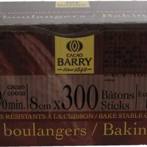 CACAO BARRY Bâtons Boulangers Chocolat Noir de 8 cm Carton de 1,6 Kg de 300 Bâtons 15 Boîtes