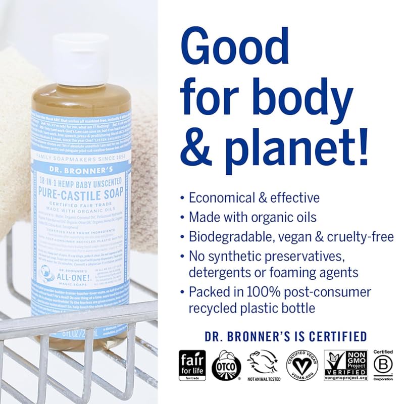 Dr. Bronner's Babé Savon de Castille aux ingrédients biologiques 240ml – Image 4