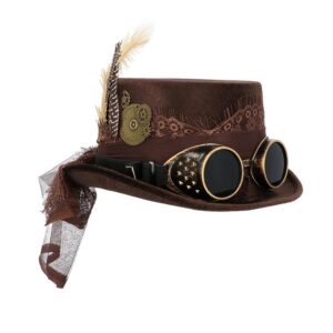 Boland 54562 - Chapeau Space Punk Deluxe avec lunettes, casquette Steampunk, couvre-chef, accessoire de déguisement pour carnaval, fête de carnaval ou JGA, Marron
