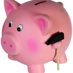 TIRELIRE COCHON, géante, xxl, tirelire originale, tirelire à casser, rigolote, rose, argent, monnaie, tirelire en céramique, avec marteau et enclos en bois