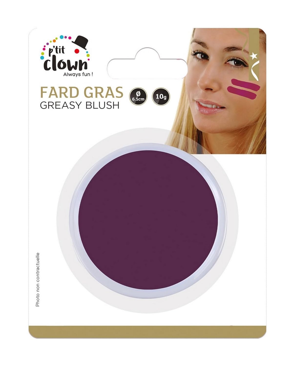 P'TIT CLOWN - 91020 - Fard Gras Violet - 10 g - Ø 6,5 cm - Pallete de Maquillage Déguisement Adulte - Make-up - Peinture Visage - Lavable - Non Toxique - Carnaval, Halloween, Anniversaire, Cosplay