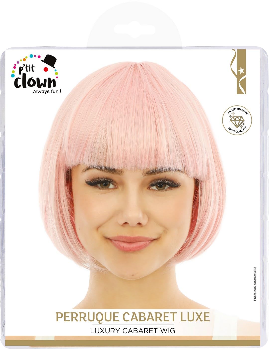 P'TIT CLOWN — Perruque Cabaret Femme Luxe Rose Clair – Image 3
