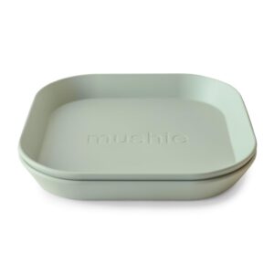 mushie Assiette pour Enfants | Réutilisable Vaisselle Sans BPA | Assiettes Compatibles Lave-Vaisselle & Micro-ondes | Fabriqué au Danemark | Sage