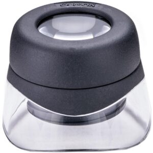 Carson VersaLoupe loupe sur pied d’un grossissement de 10x avec fonction de réglage focal et base transparente en verre acrylique (LH-30)