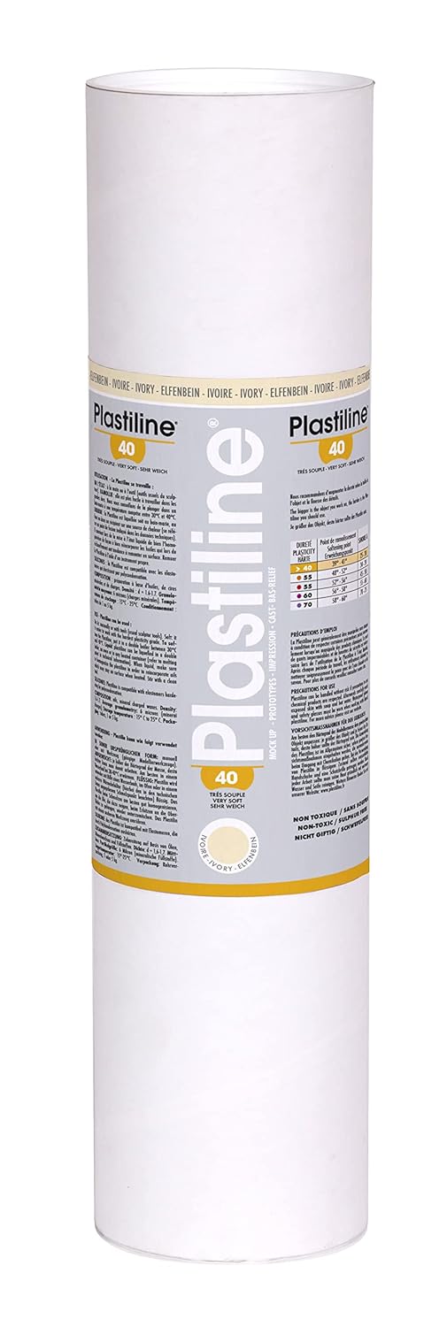 Plastiline 5140T - Tube de Plastiline - Pâte à Modeler, Haute Précision - Modeler, Sculpter, Mouler - Dureté 40 (très souple) - 5 kg - Teinte Ivoire. Fabriqué en France