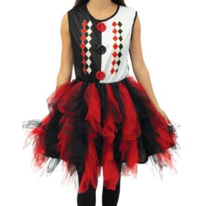 P'TIT CLOWN - Déguisement Arlequin Femme avec Froufrou - Costume Halloween Adulte Halloween, Fêtes Costumées, Soirée Déguisées (S-M)